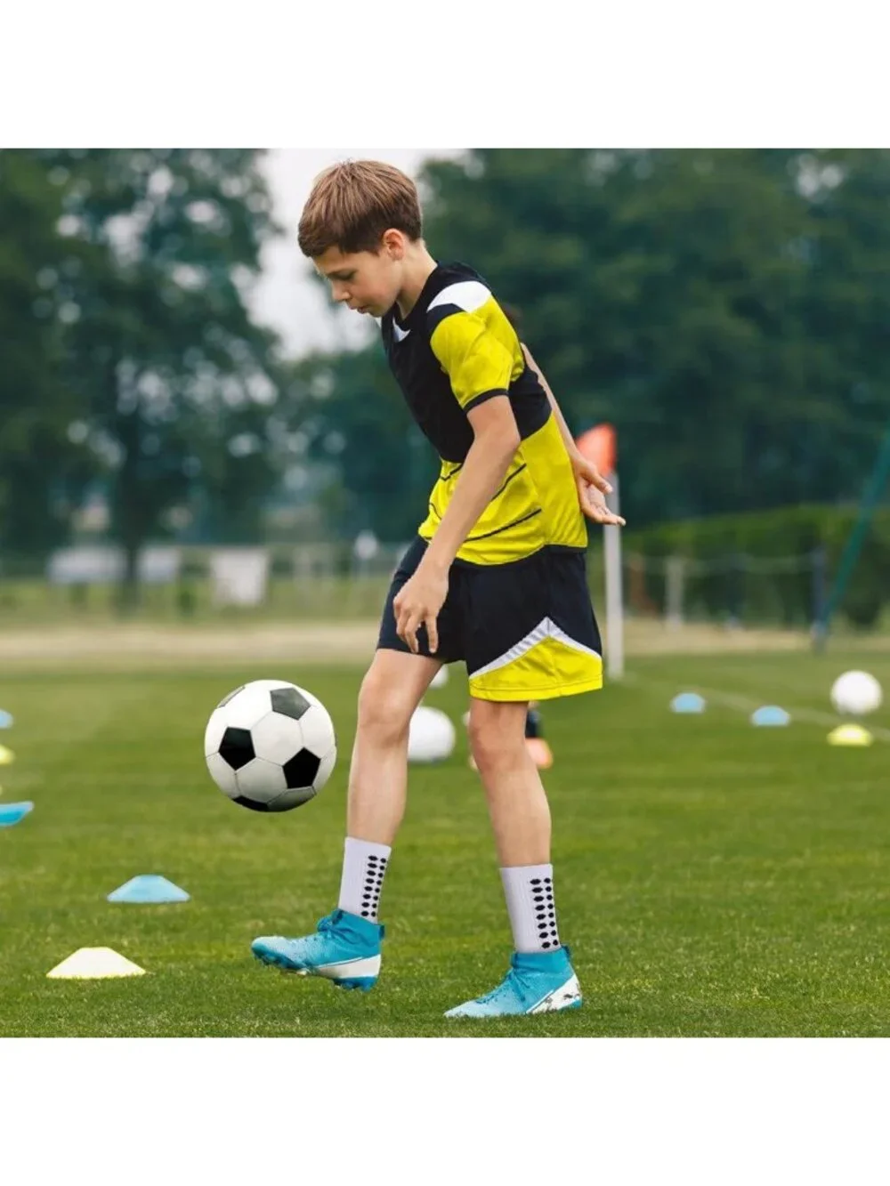 5 Pairs Kids Non-Slip Soccer Socks - Cushioned Athletic Sports Grip Socks